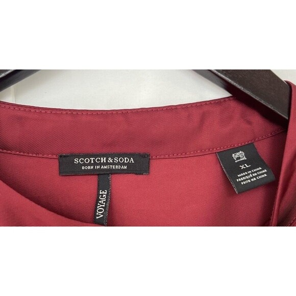 Scotch & Soda Womens Voyage Burgundy Red Satin Dress Midi Puff Sleeves Size XL - Picture 7 of 8